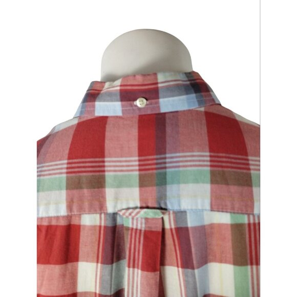 Merona Mens XXL Lightweight Red Plaid Short Sleeve Button Down Casual Shirt - Picture 4 of 12